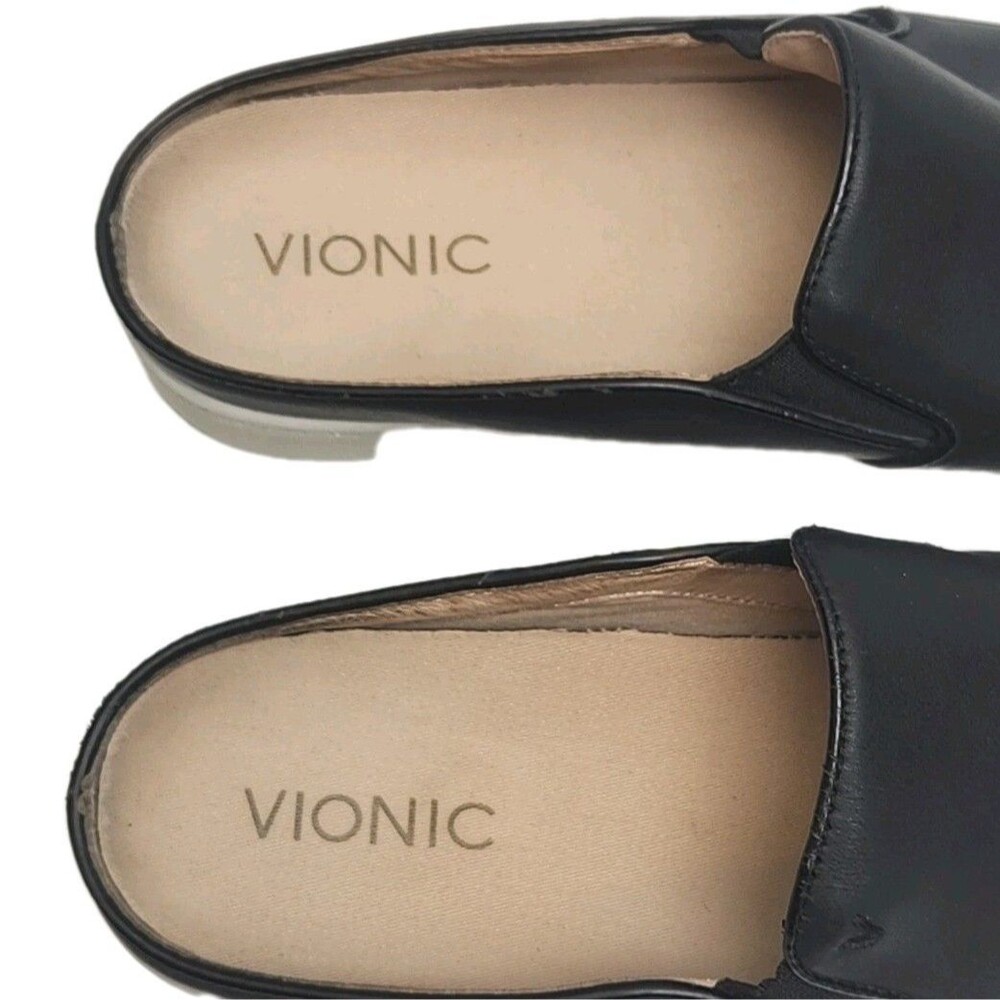 Vionic Shoe Dakota Mule Slip On Sneaker Womens Size 8.5 Black Leather Orthotic - Picture 9 of 12
